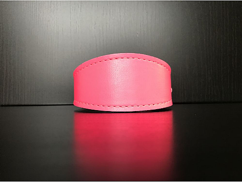 Lined Fluorescent Pink Fabric - Whippet Leather Collar - Size S